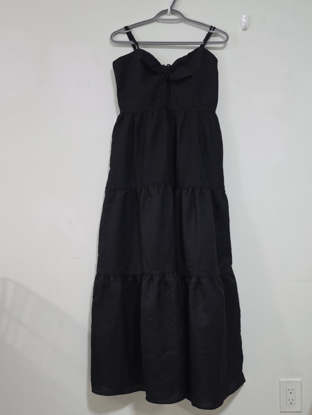 Black Tiered Spaghetti-Strap Maxi Dress